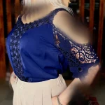 شومیز مزونی سرشانه گیپور - 4 سایز